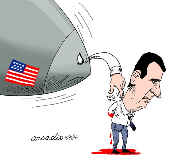 Editorial cartoon: Knocking on Bashar Assad’s door
