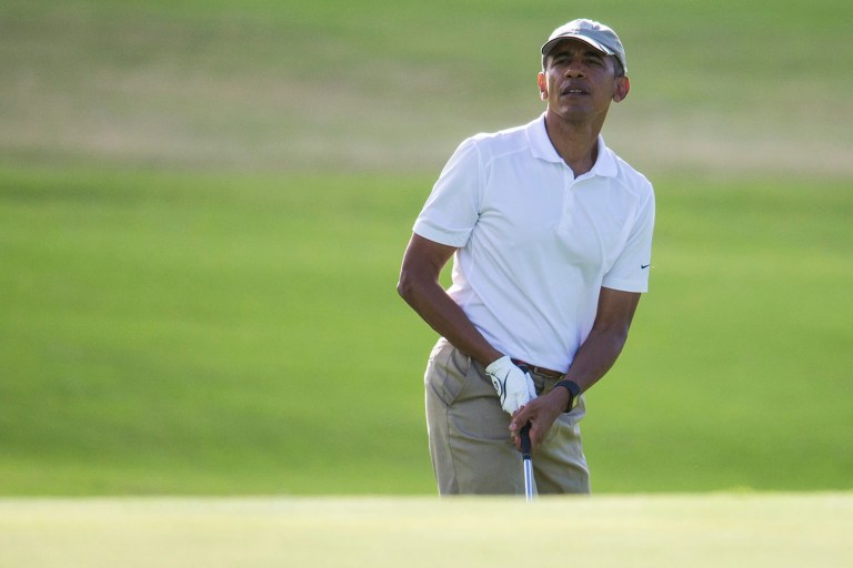 Obama returns to Washington from his two-day golf excursion Sunday. (AP Photo/Evan Vucci, File)