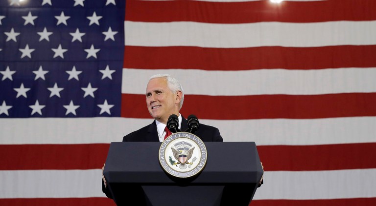 Pence remains studiously agnostic about his political future, but his prospective candidacy looms large in the minds of Indiana Republicans and potential rivals. (AP Photo/Darron Cummings)