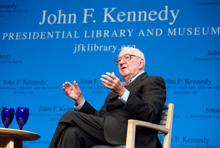 In this May 20, 2013 file photo, retired U.S. Supreme Court Justice John Paul Stevens talks about his views and career during a forum at the John F. Kennedy Library in Boston.  (AP Photo/Michael Dwyer, File)