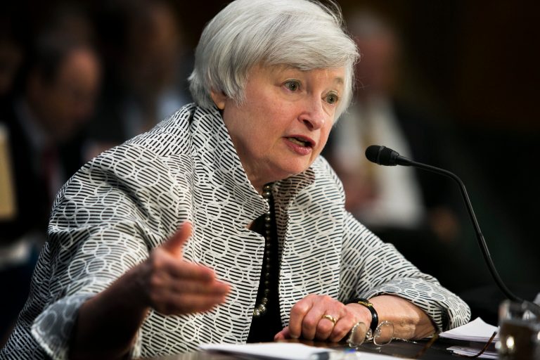Federal Reserve Chairwoman Janet Yellen testifies before the Senate Banking Committee on Tuesday. (Graeme Jennings)