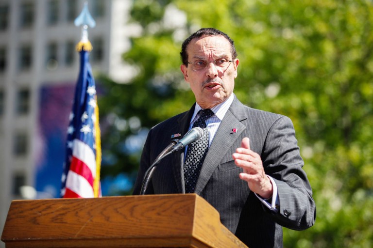 Mayor gray speaks at the 9/11 National Day of Service and Remembrance in Freedom Plaza hosted by Serve D.C., Washington D.C., Tuesday, September 11, 2012