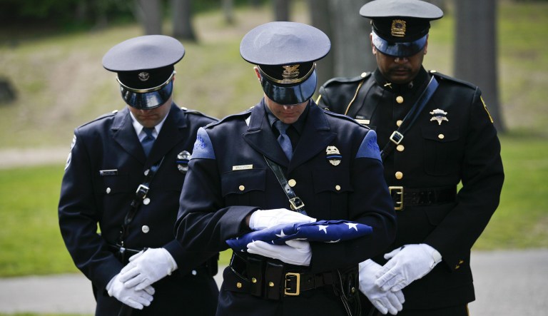 As of the report's release, 15 law enforcement officers have been shot and killed so far in 2017. (Daytona Niles/The Grand Rapids Press via AP)