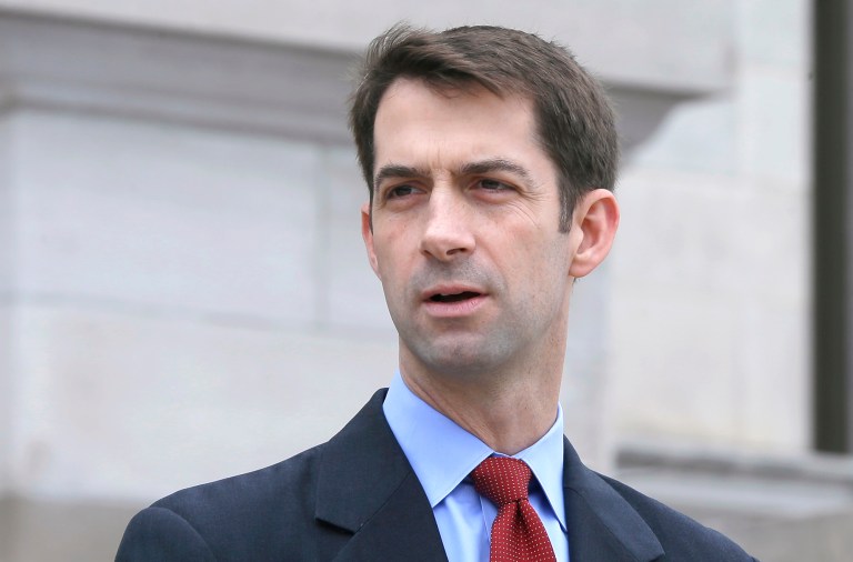 Sen. Tom Cotton said that he and Republican presidential front-runner Donald Trump agree when it comes to the United States’ role in NATO. (AP Photo/Danny Johnston)