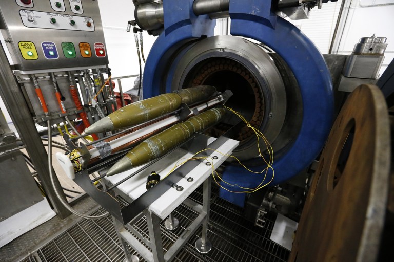 Lab tests have shown that there was no mustard agent present in a munition fired near U.S. troops in Iraq last week. (AP Photo/Brennan Linsley)