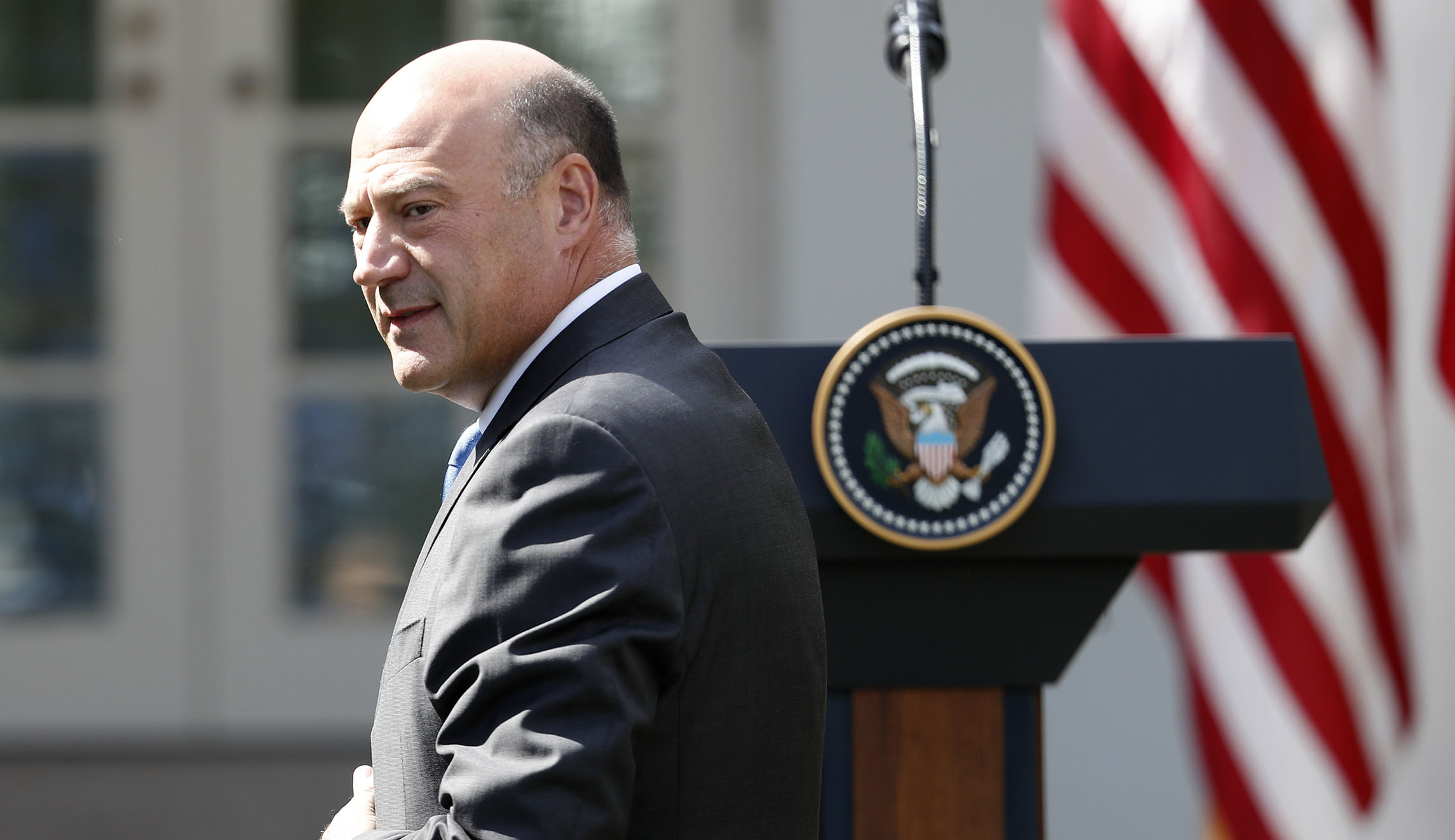 WATCH: Trump calls Gary Cohn up on stage to ask if he’s leaving the White House