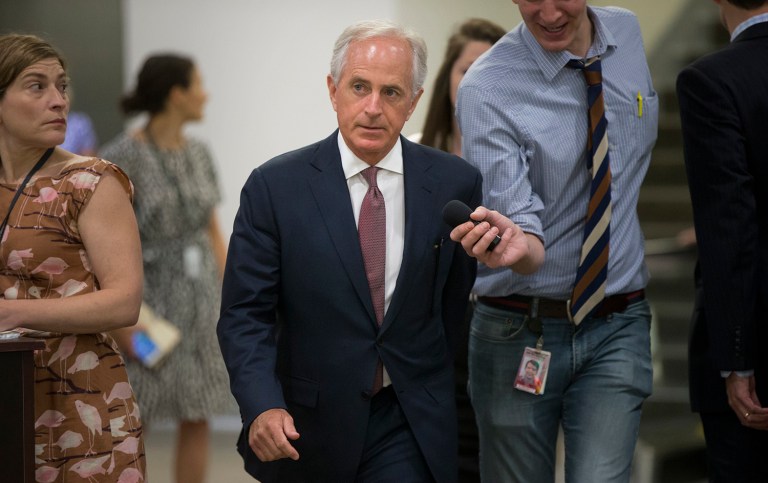 Sen. Bob Corker, R-Tenn., will join Donald Trump on the campaign trail in North Carolina Tuesday. (AP Photo/J. Scott Applewhite)