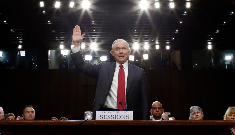 Democrats have argued that his recusal from the Russia probe means he should not have made that recommendation. (AP image)