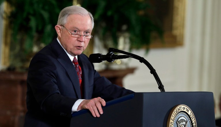 Attorney General Jeff Sessions said that the new Cyber-Digital Task Force will be chaired by a senior department office picked by Deputy Attorney General Rod Rosenstein, and include members of the department's Criminal and National Security divisions, U.S Attorneys, the Office of Legal Policy, the Office of Privacy and Civil Liberties, the Office of the Chief Information Officer, the ATF, FBI, DEA and the U.S. Marshals Service. (AP Photo/Evan Vucci)