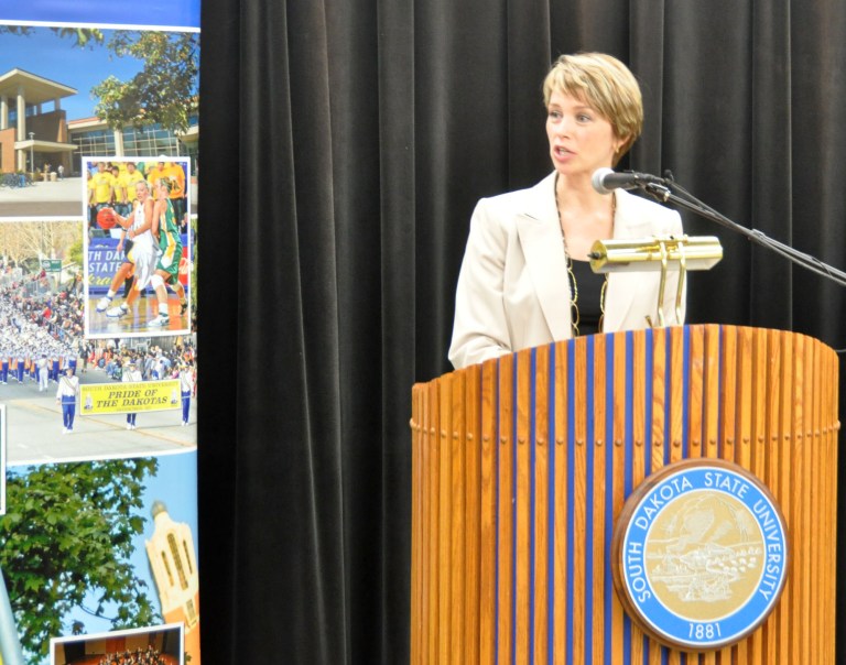 Former South Dakota Rep. Stephanie Herseth Sandlin is the front-runner for Democrats to run in a special election to fill the seat of retiring Sen. Tim Johnson, D-S.D. (AP Photo/Dirk Lammers)