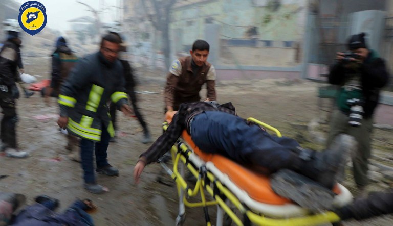 The seven people were members of the Syrian Civil Defense Force, also known as the White Helmets, a team of volunteer search and rescue workers. (Syrian Civil Defense White Helmets via AP, File)