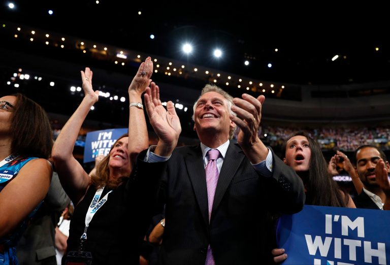The main stage at the Democratic National Convention will look a bit like K Street tonight. (AP Photo/Carolyn Kaster)