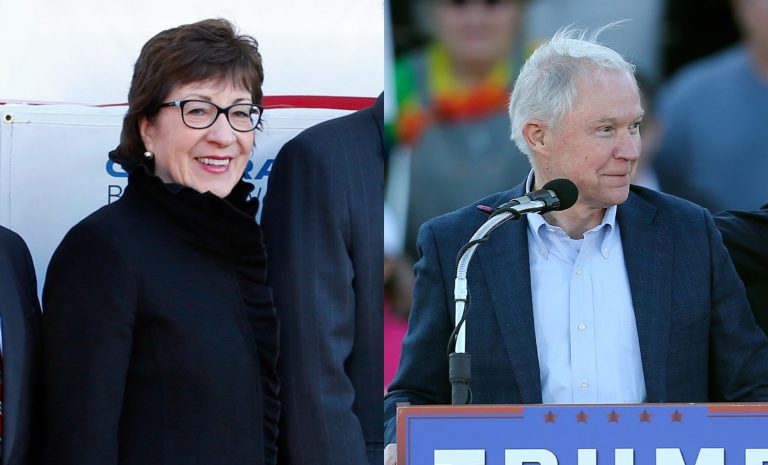 Sen. Susan Collins, R-Maine, late Friday issued a glowing statement about Sen. Jeff Sessions' nomination to become attorney general. (AP Photos)