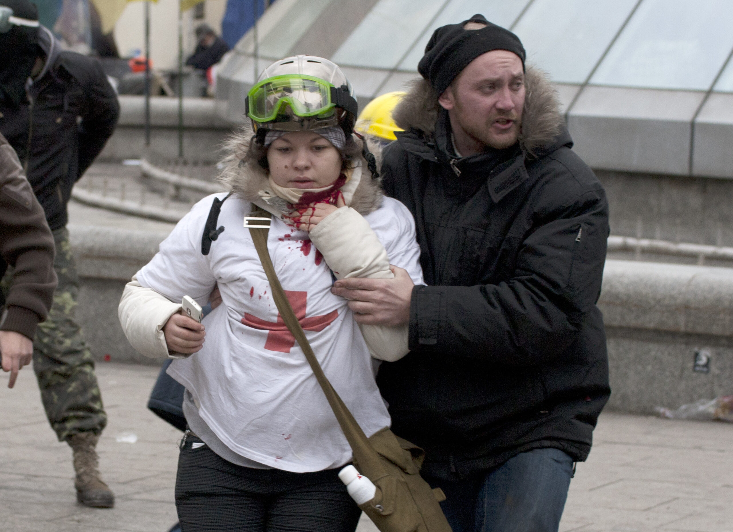 Ukraine protester tweeted after being shot in neck