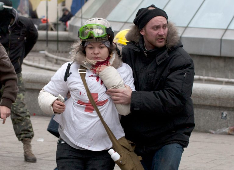 Ukraine protester tweeted after being shot in neck
