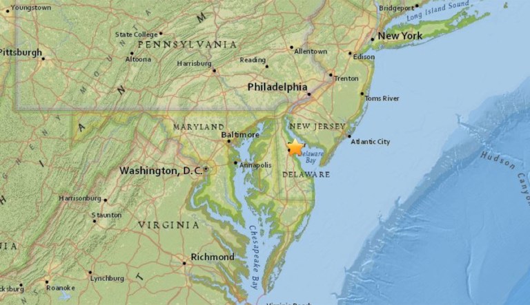 The U.S. Geological Survey said the quake was centered in Dover, Del. (USGS Twitter)