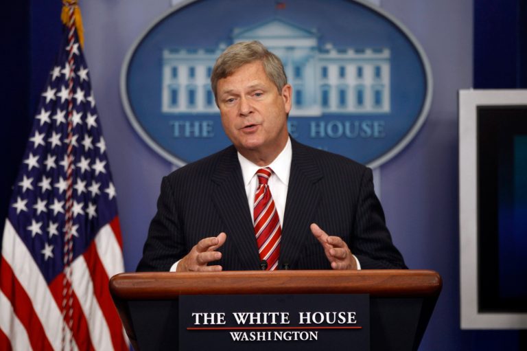   FILE - In this July 18, 2012, file photo, Agriculture Secretary Tom Vilsack talks about the drought during a press briefing at the White House in Washington. The fear that federal crop insurance subsidies are becoming fertile ground for big spending cuts in negotiations over the so-called fiscal cliff has rural lawmakers and their leaders shopping for a compromise on a farm bill this week to protect them. Vilsack warned Thursday, Dec. 13, 2012, that if the congressional agriculture committees don't strike a deal soon then White House and Republicans working to avert the so-called fiscal cliff at the end of the year may cut farm programs that members of Congress want to protect. (AP Photo/Charles Dharapak, File)  