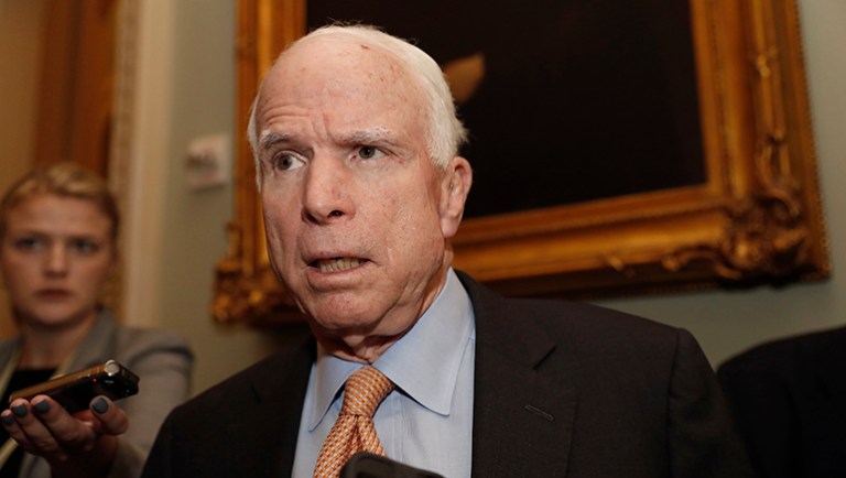 Sen. John McCain said Thursday that the U.S. must be prepared to strike North Korea once it is sure that country can threaten the U.S. with a nuclear weapon. (AP Photo/Alex Brandon)