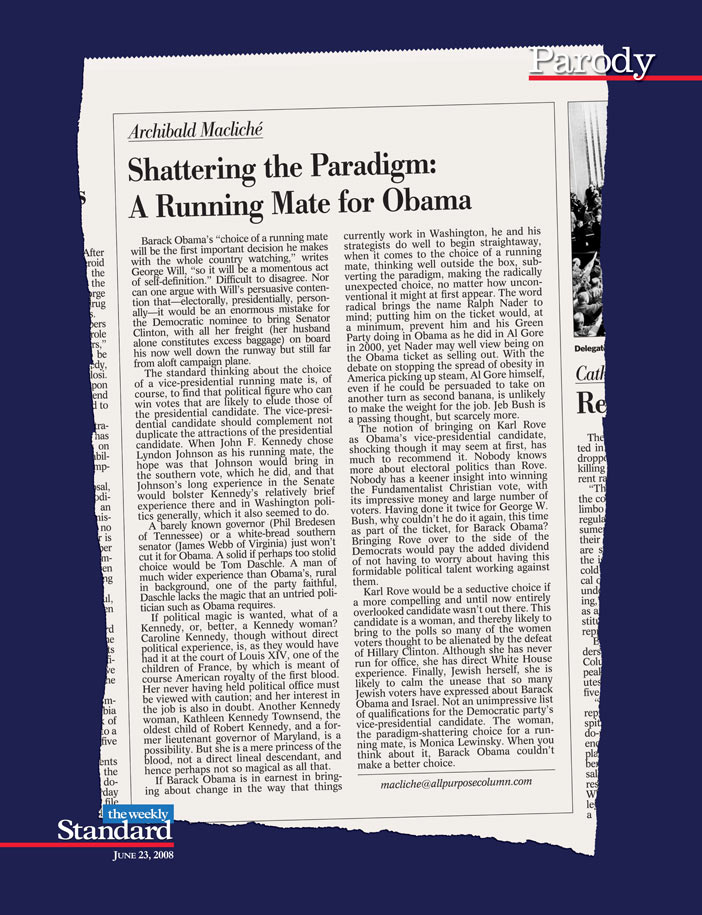 Finding a running mate for Barack