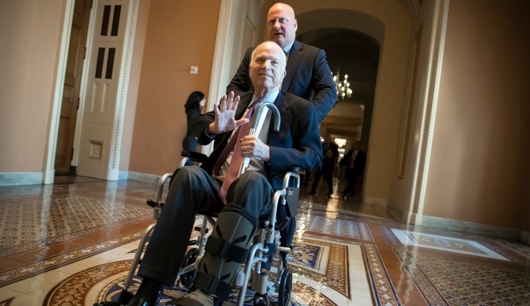 Sen. John McCain, R-Ariz., will miss this week's historic vote on the GOP tax bill. 