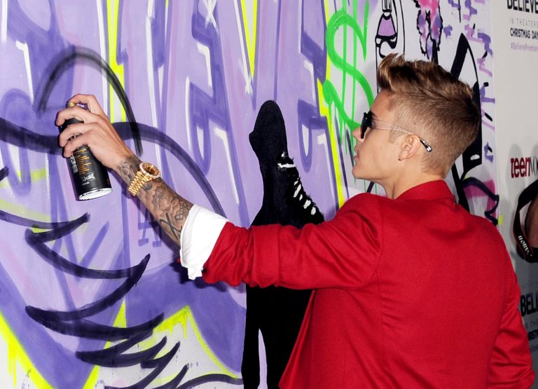 Singer Justin Bieber arrives at a film premiere in Los Angeles in December. (Kevin Winter/Getty Images)