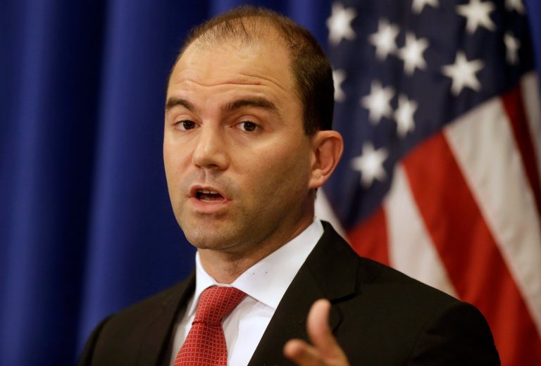 Deputy National Security Adviser for Strategic Communications and Speechwriting Ben Rhodes speaks to reporters during a press briefing, Friday, Aug. 22, 2014, in Edgartown, Mass., on the island of Martha's Vineyard. Rhodes spoke on issues concerning the situation in Iraq and Ukraine. (AP Photo/Steven Senne)