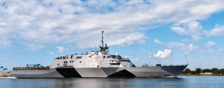 The USS Freedom Littoral Combat Ship pulls into Pearl Harbor, Hawaii. The USS Freedom, which is stopping in Hawaii on its way to a deployment to Singapore, has advantages bigger U.S. Navy ships lack. (AP Photo/US Navy, Mass Communication Specialist 2nd Class Sean Furey)