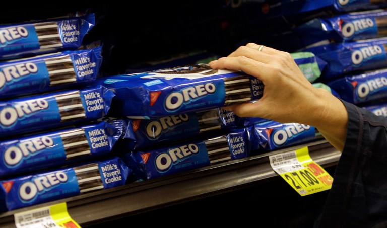 Republican presidential candidate Donald Trump he would impose a tax on Oreos produced in Mexico, his campaign confirmed. (AP Photo/File)