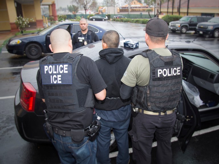 Immigration and Customs Enforcement agents arrested hundreds of illegal immigrants across the U.S. last week. (Charles Reed/U.S. Immigration and Customs Enforcement via AP)
