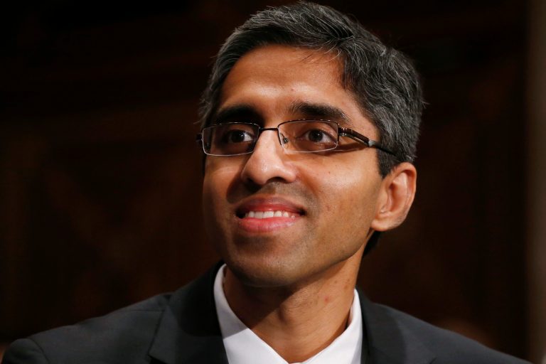 FILE - In this Feb. 4, 2014, photo, Dr. Vivek Hallegere Murthy, President Barack Obama's nominee to be the next U.S. Surgeon General, listens on Capitol Hill in Washington. The White House is backing off its push for quick confirmation of Obama's pick to be surgeon general in the face of opposition from the National Rifle Association and concerns among Democrats up for re-election who don't want to make another tough vote on a controversial nominee. (AP Photo/Charles Dharapak, File)
