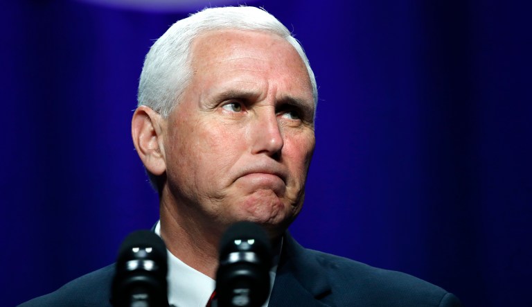 After being forced to eat his words again, perhaps Pence has lost his stomach for this administration. (AP Photo/Jacquelyn Martin)