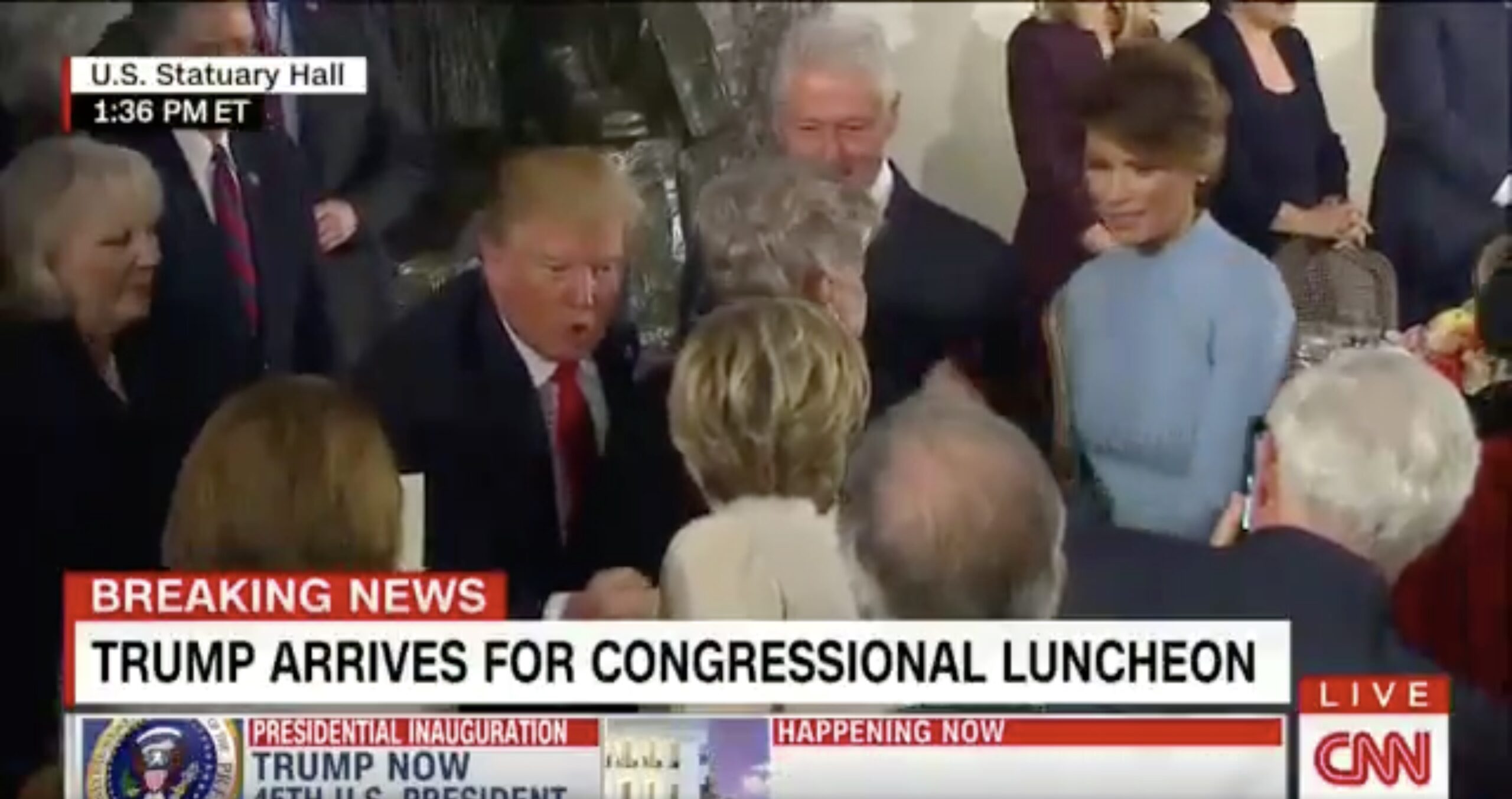 Trump shakes Hillary Clinton’s hand after inauguration