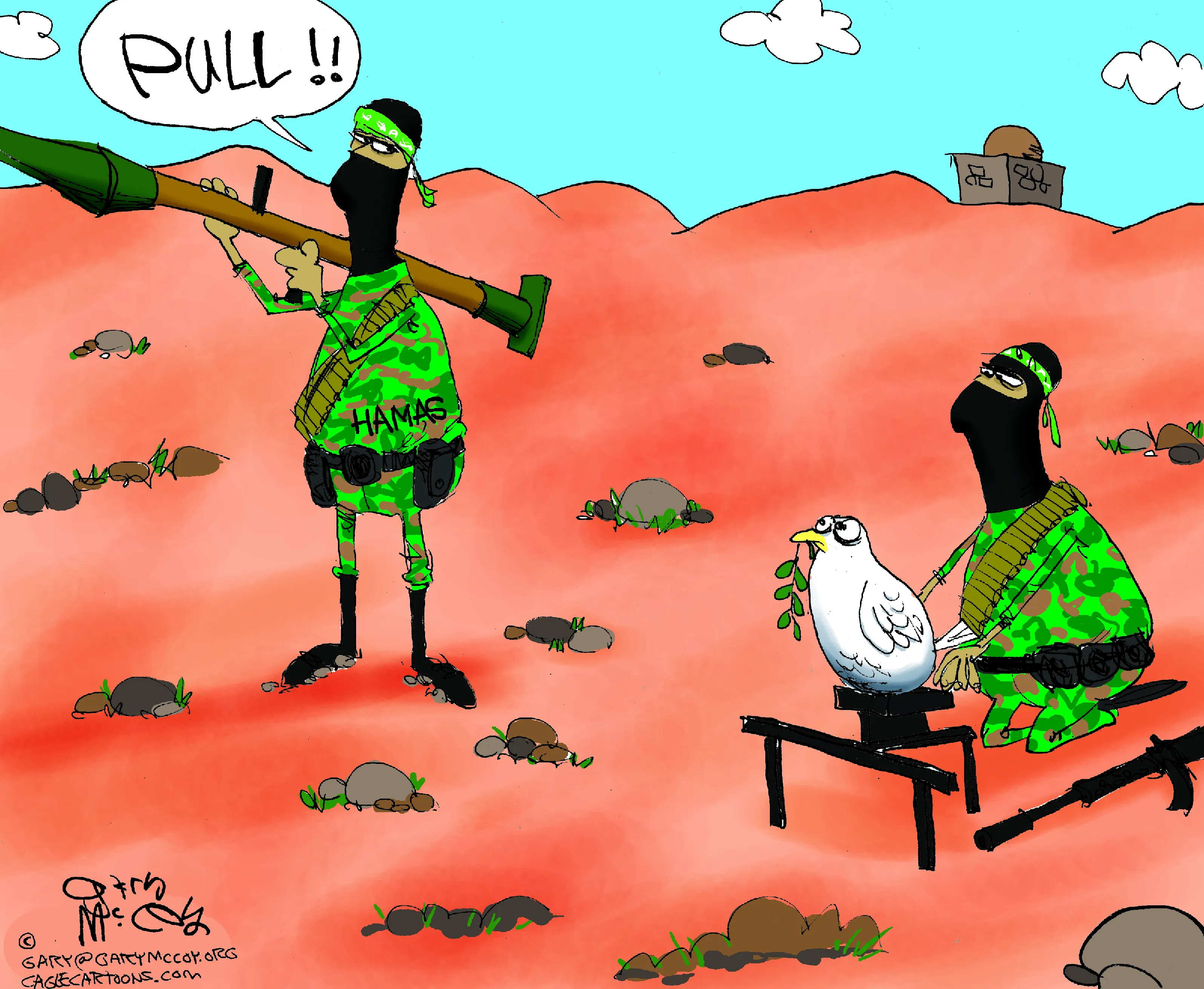 Editorial cartoon: Peace in the crosshairs