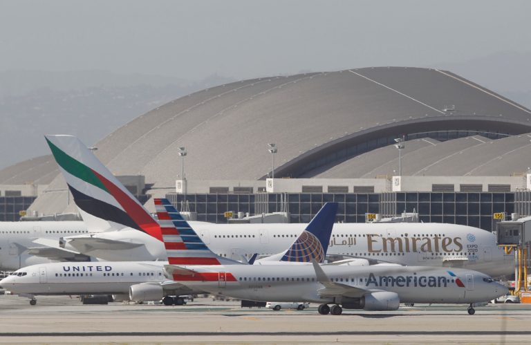 Aircraft await on the runway to take off at the Los Angeles International Airport in Los Angeles April, Apr. 30, 2014. (AP Photo)