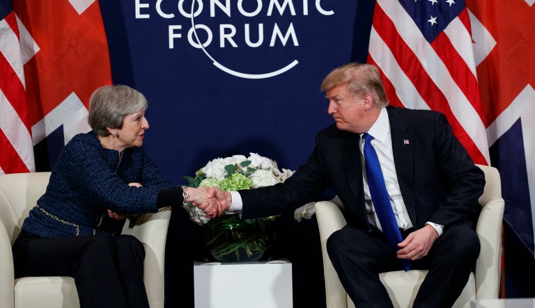 British Prime Minister Theresa May invited President Trump to London last week while at the World Economic Forum in Davos, Switzerland. Trump said, 