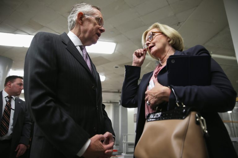 Sen. Claire McCaskill, one of at least a half-dozen Democrats who voted against re-electing Harry Reid as the party's leader in the Senate, said the recent midterm elections prompted her to reject the Nevada lawmaker. (Photo by Alex Wong/Getty images)