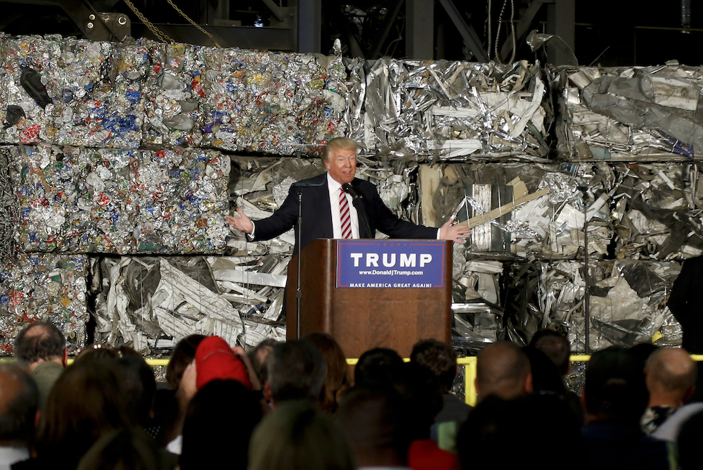 11 of the best reactions to Donald Trump’s garbage speech backdrop