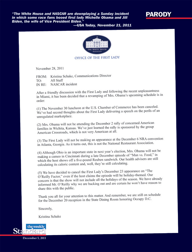 The First Lady slims down—her schedule