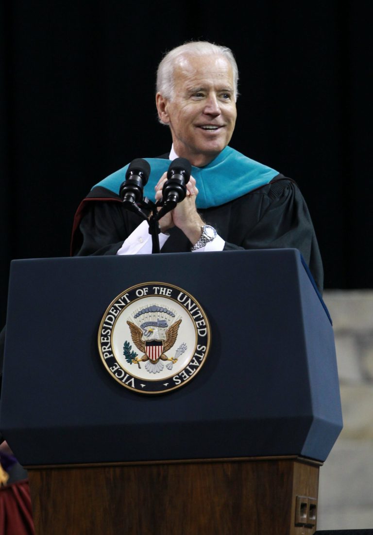Vice President Joe Biden delivers the keynote speech during commencement exercises at the University of South Carolina in Columbia, S.C., Friday, May 9, 2014. (AP Photo/The State, Tracy Glantz) ALL LOCAL MEDIA OUT, (TV, ONLINE, PRINT)