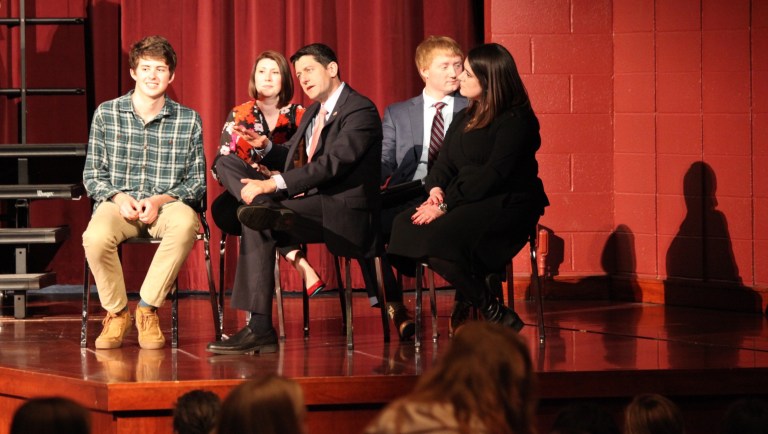 At home in his congressional district Friday, House Speaker Paul Ryan stressed the importance of civility to two groups of high school students. (Photo by Frank Craig for the Washington Examiner)