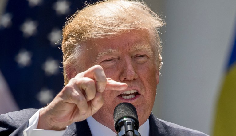 With 140-characters, he can flush out media's most carefully hidden free speech frauds. (AP Photo/Andrew Harnik)