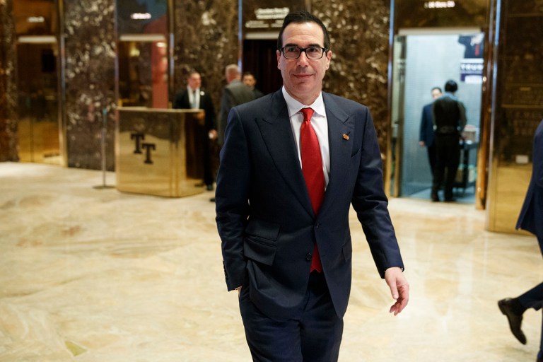 President-elect Trump's transition team has reportedly recommended Steven Mnuchin for the post of treasury secretary. (AP Photo/ Evan Vucci)