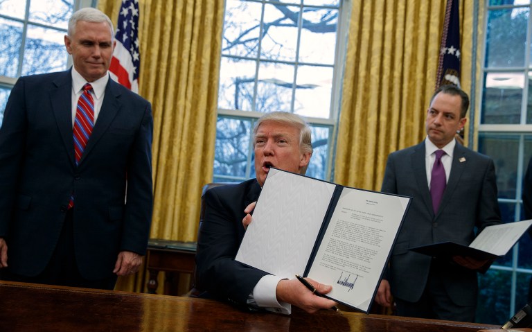 President Trump is expected to travel ban order on Monday, according to a report. (AP Photo/Evan Vucci)