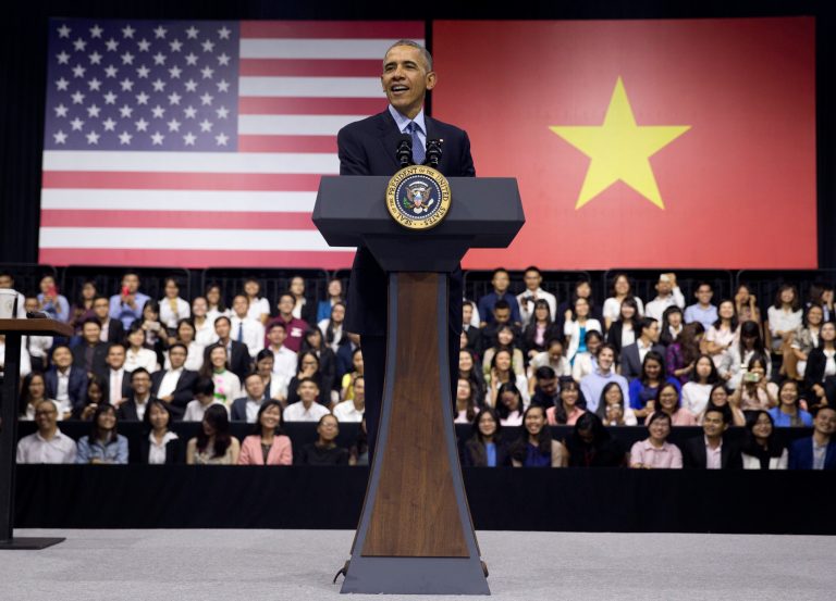 U.S. President Barack Obama told an audience in Vietnam that he believes the U.S. can recover after the 2016 election 'mess'. (AP Photo/Carolyn Kaster)