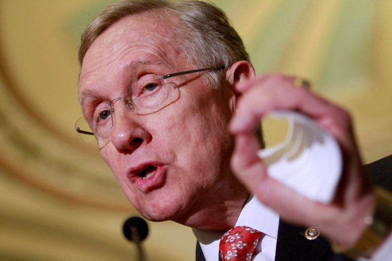 Senate Majority Leader Harry Reid gestures during a news conference on Capitol Hill in Washington, Thursday, June 28.  (AP Photo/Jacquelyn Martin)