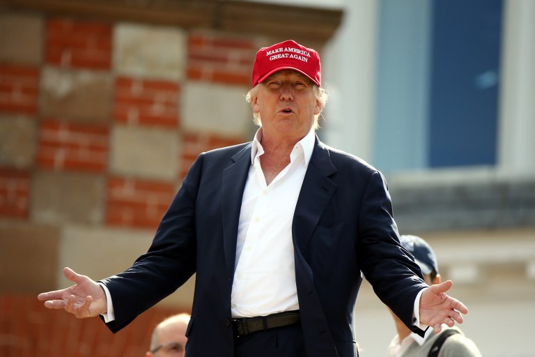 GOP candidate Donald Trump has shifted the range of acceptable public discourse on the border wall. (AP Photo/Scott Heppell)