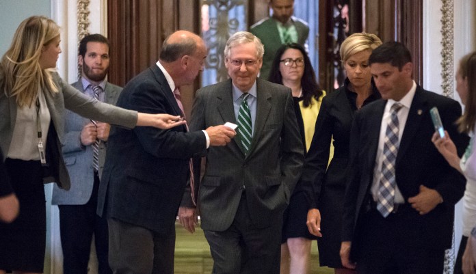 Senate Republican leaders are expected to issue a revised healthcare reform plan Monday that would address those with healthcare coverage gaps by imposing a six-month delay, according to a GOP aide. (AP Photo/J. Scott Applewhite)
