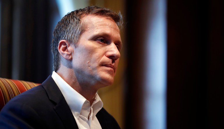 The Circuit Attorney's Office in Missouri opened an investigation last month into allegations Gov. Eric Greitens, R-Mo., blackmailed a woman with whom he was having an affair. On Thursday, he was indicted by a grand jury to one felony charge of invasion of privacy over the matter. (AP Photo/Jeff Roberson)