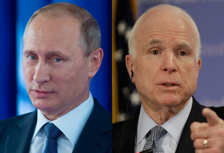 McCain has opposed the lifting of sanctions against Russia and has often spoken out against Putin. (AP)