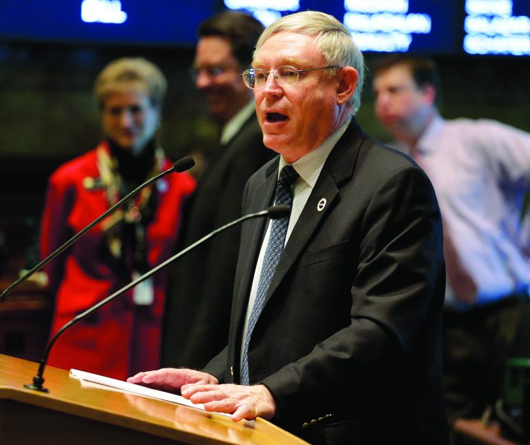 Rep. Bob Gardner, R-El Paso County, speaks against a bill that would limit the size of ammunition magazines at the Capitol in Denver on Friday, Feb. 15, 2013. Kicking off a long, emotional debate about guns, Colorado lawmakers clashed Friday over setting limits on the size of ammunition magazines, a proposal in a package of Democratic bills responding to mass shootings at a suburban Denver movie theater and a Connecticut elementary school.(AP Photo/Ed Andrieski)